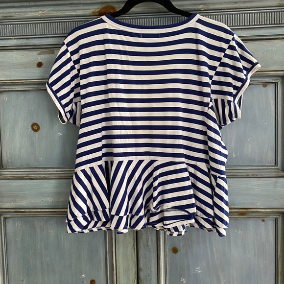Tricot Comme Des Garçons Tricot white/blue striped top size S - Picture 4 of 6